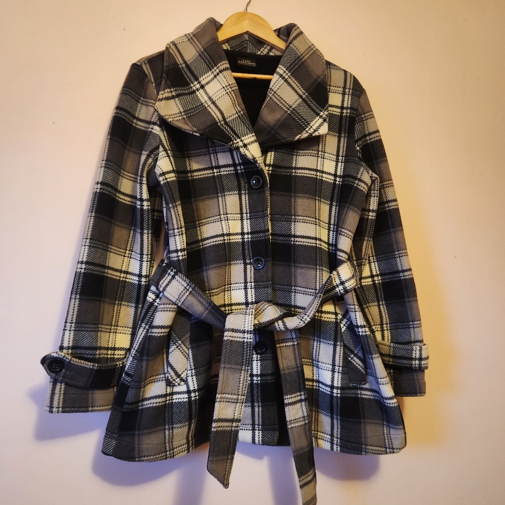 Lady Hathaway Women's Plaid Peacoat Size L EUC